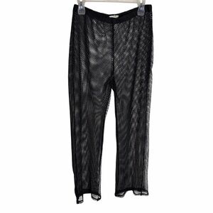 Black fishnet mesh sheer beach cover up pants size L